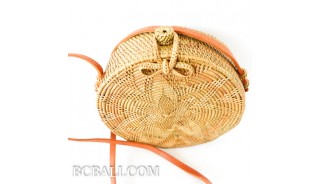 Bali Handbag Rattan Circle Around Motif Flower Hand Woven